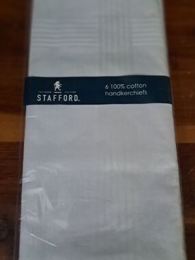 Stafford White Pocket Squares - Pack of 6 Cotton Handkerchiefs